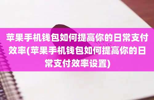 苹果手机钱包如何提高你的日常支付效率(苹果手机钱包如何提高你的日常支付效率设置)