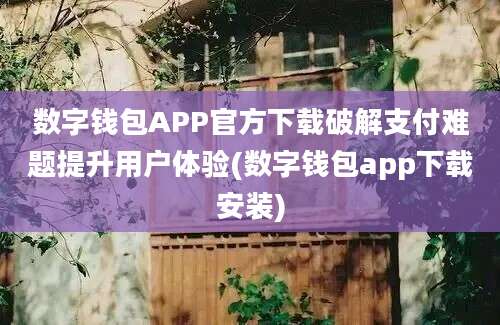 数字钱包APP官方下载破解支付难题提升用户体验(数字钱包app下载安装)