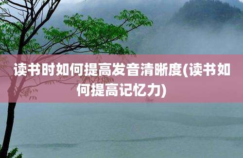 读书时如何提高发音清晰度(读书如何提高记忆力)