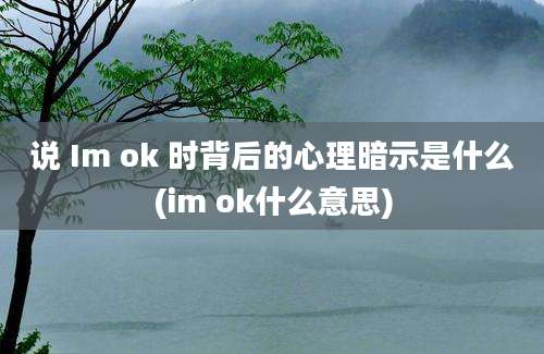 说 Im ok 时背后的心理暗示是什么(im ok什么意思)