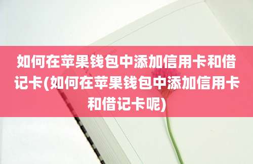 如何在苹果钱包中添加信用卡和借记卡(如何在苹果钱包中添加信用卡和借记卡呢)